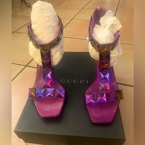 Gucci Iridescent Jeweled Purple Heels/Stilettos